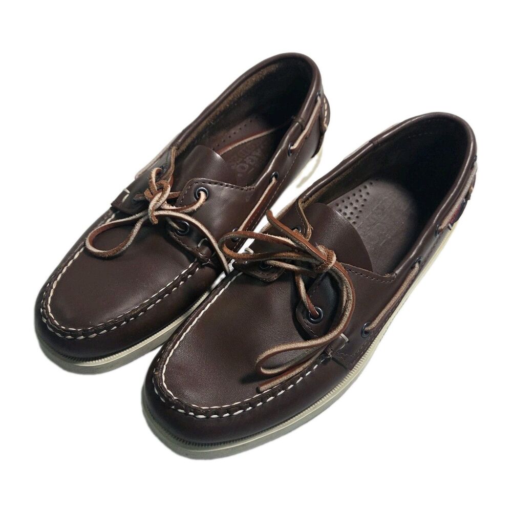 ​Sebago Docksides Boat Shoes Mens 8 W Brown Leather Moc Toe Deck Loafers 72757